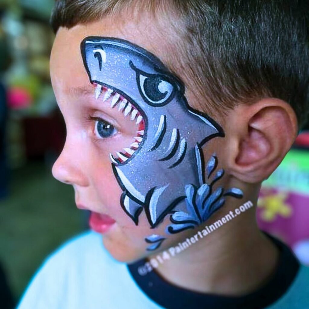 maquillage enfant visage tour oeil requin eye design